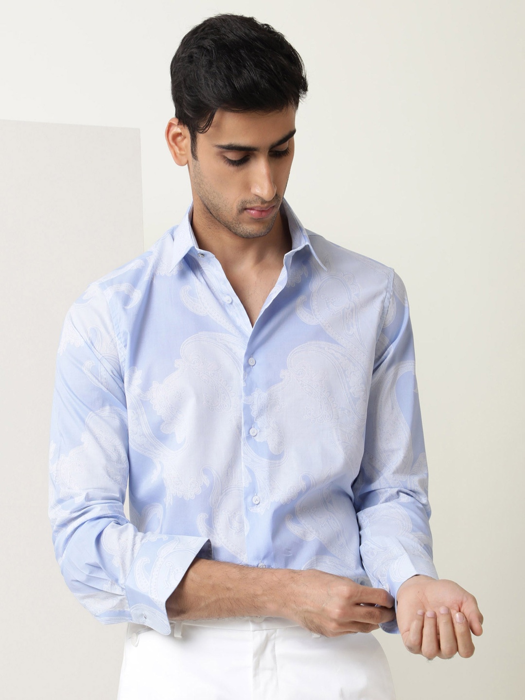 

RARE RABBIT Men Dale Camouflage Printed Slim Fit Cotton Shirt, Blue