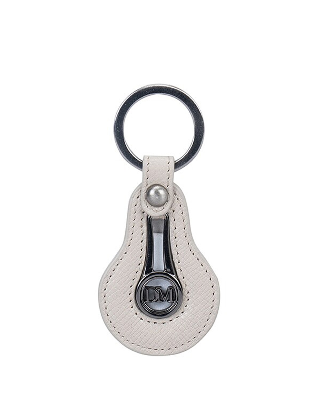 

Da Milano Textured Genuine Leather Key Chain, White