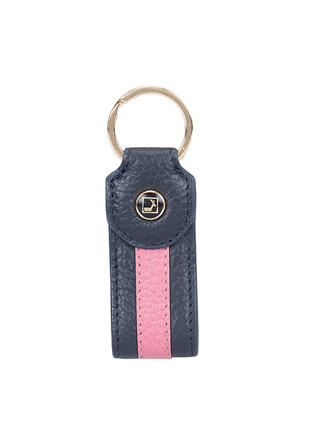 

Da Milano Textured Genuine Leather Key Chain, Blue