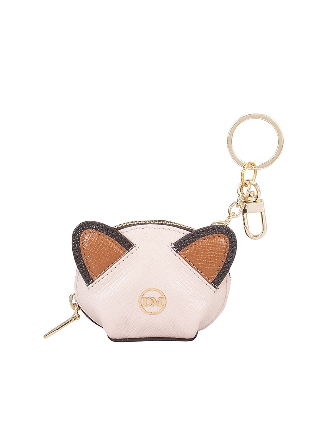 

Da Milano Textured Genuine Leather Key Chain, Pink