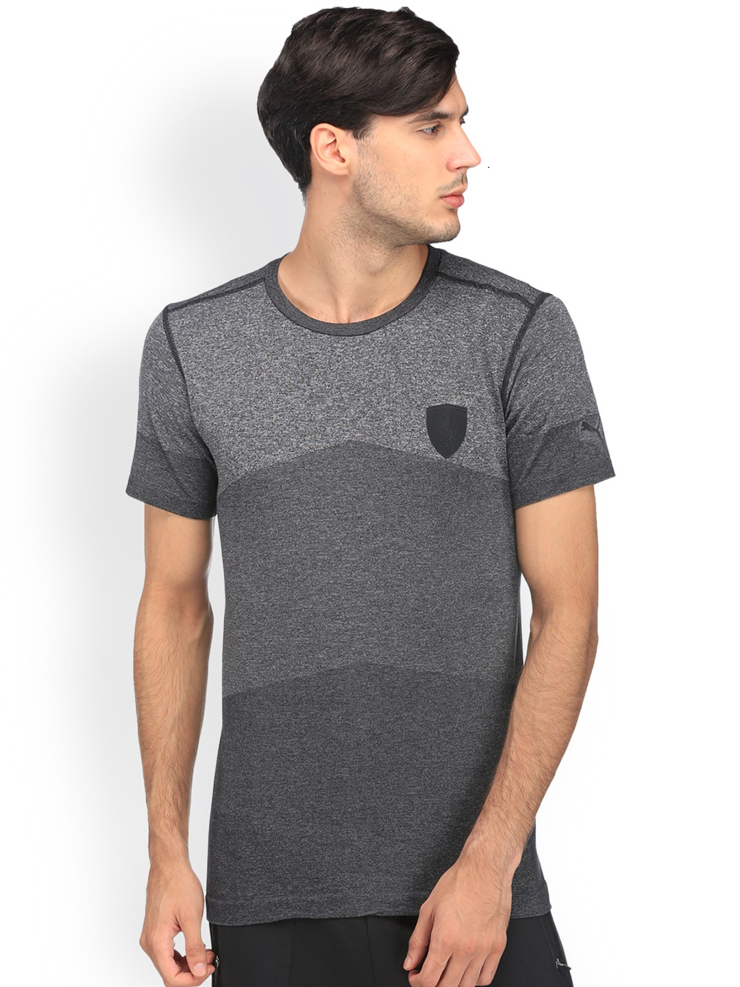 

PUMA Motorsport Men Grey Ferrari EVOKNIT Self Design Round Neck MSP T-shirt