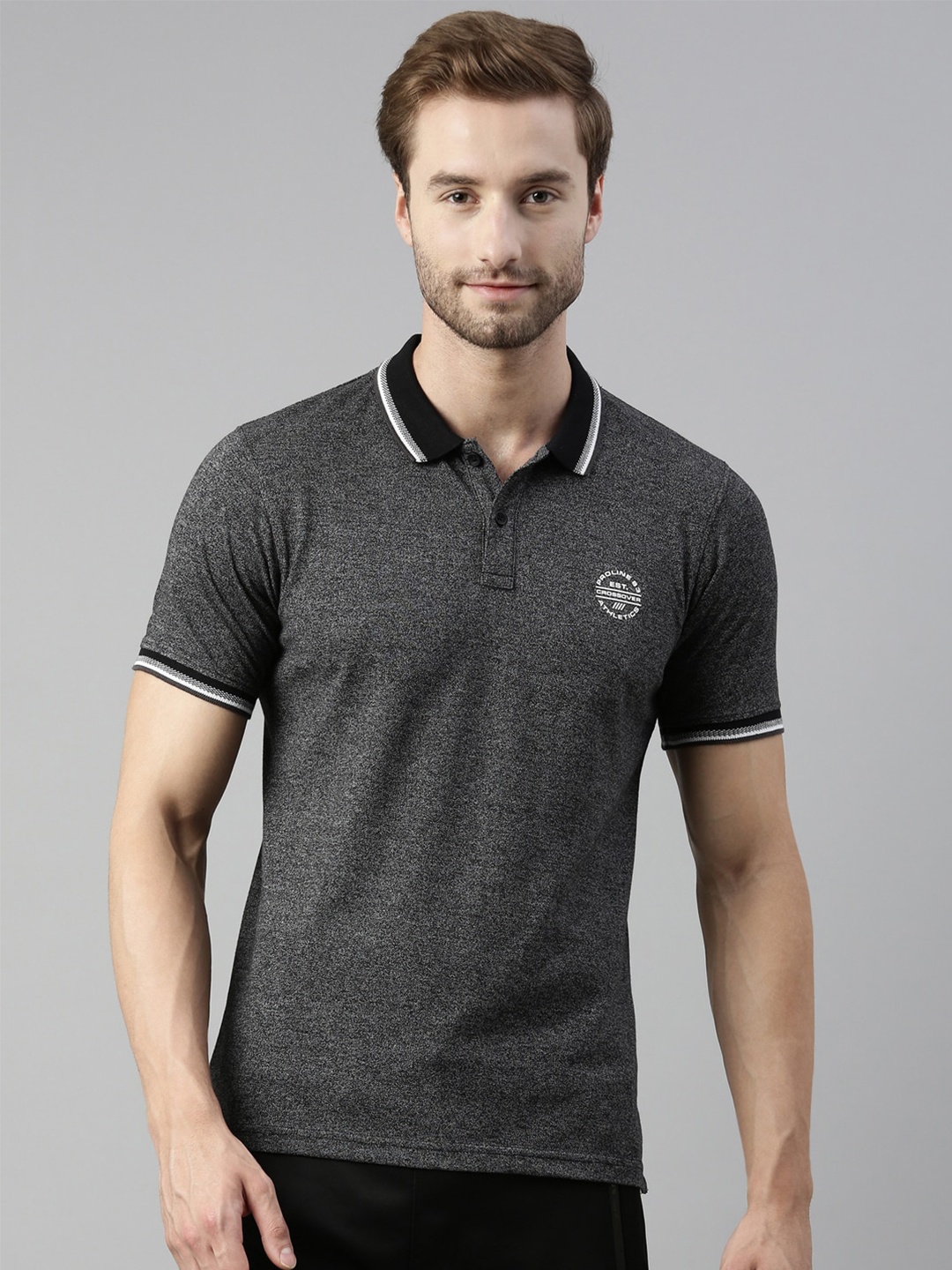 

Proline Men Polo Collar Cotton T-shirt, Black