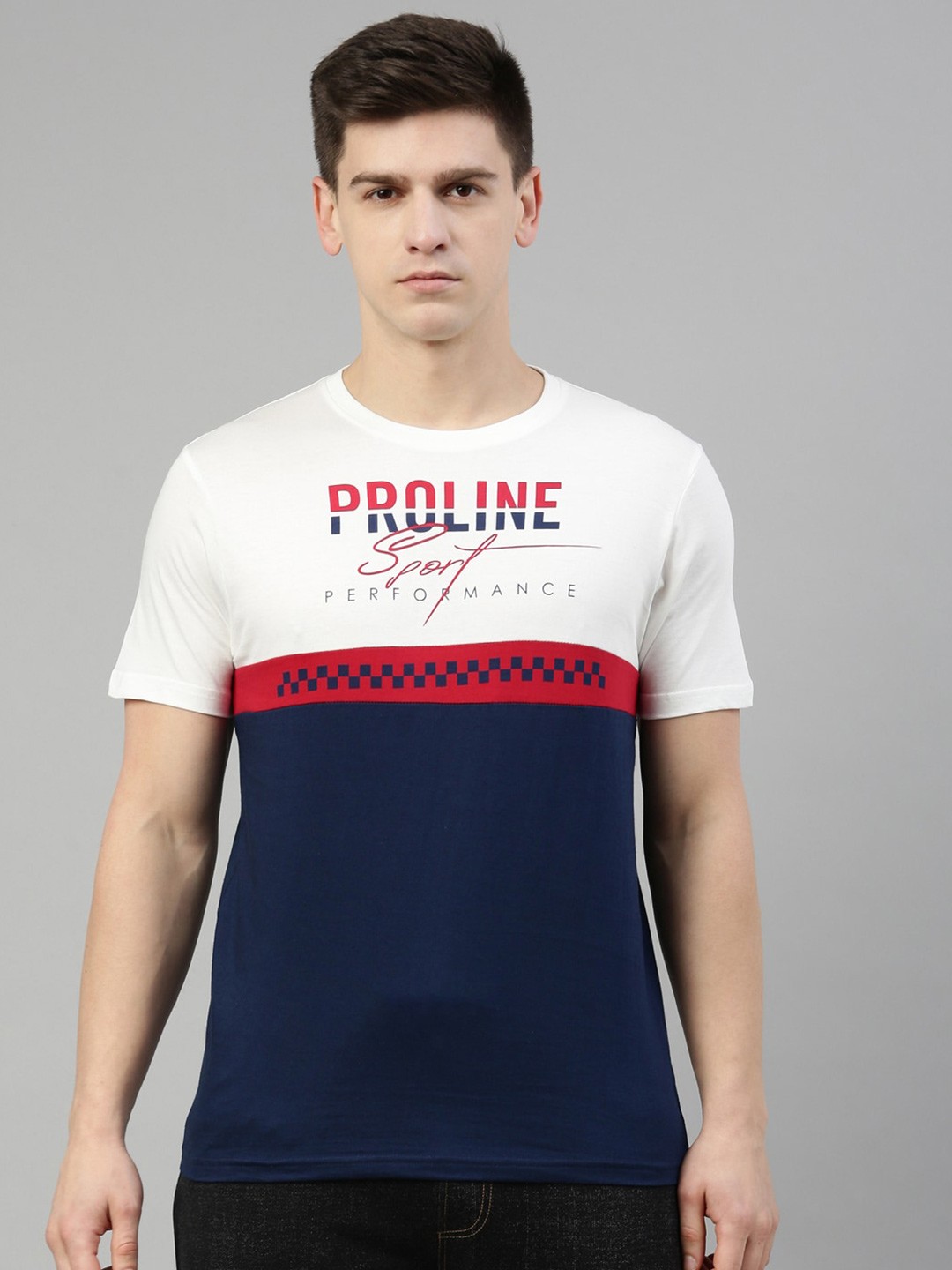 

Proline Colourblocked Cotton T-shirt, White