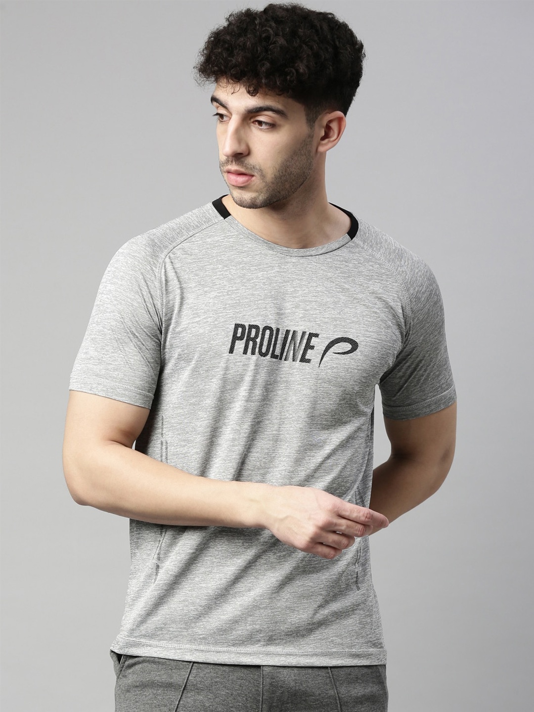 

Proline Typography Printed Raglan Sleeves Sports T-shirt, Grey