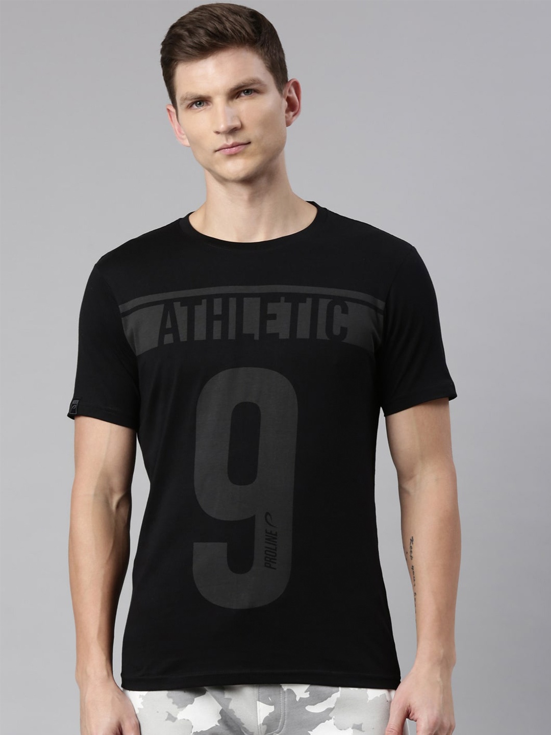 

Proline Typography Printed Training or Gym Cotton T-shirt, Black