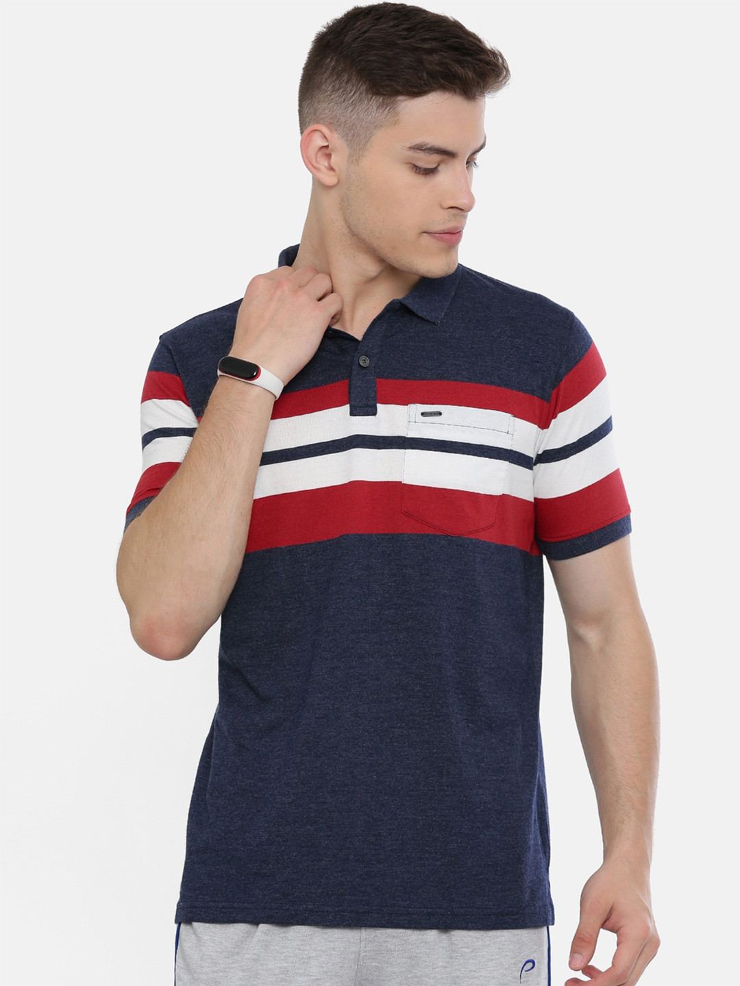 

Proline Striped Polo Collar Cotton T-shirt, Blue