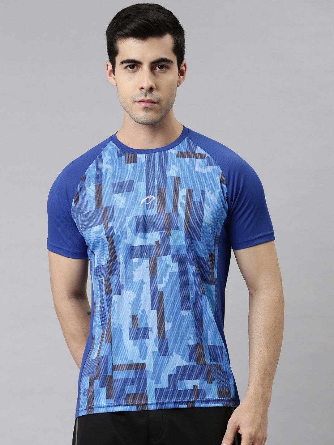 

Proline Geometric Printed Raglan Sleeves Sports T-shirt, Blue