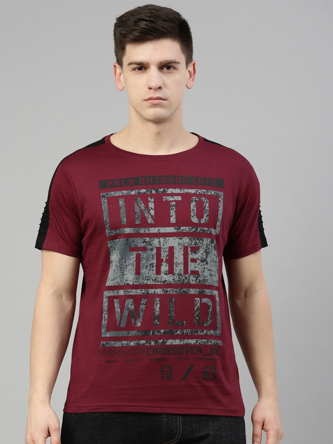 

Proline Typography Printed Cotton T-shirt, Maroon