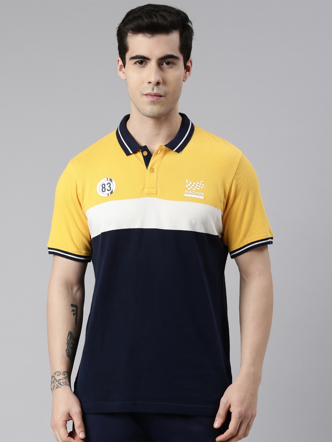 

Proline Colourblocked Polo Collar T-shirt, Yellow