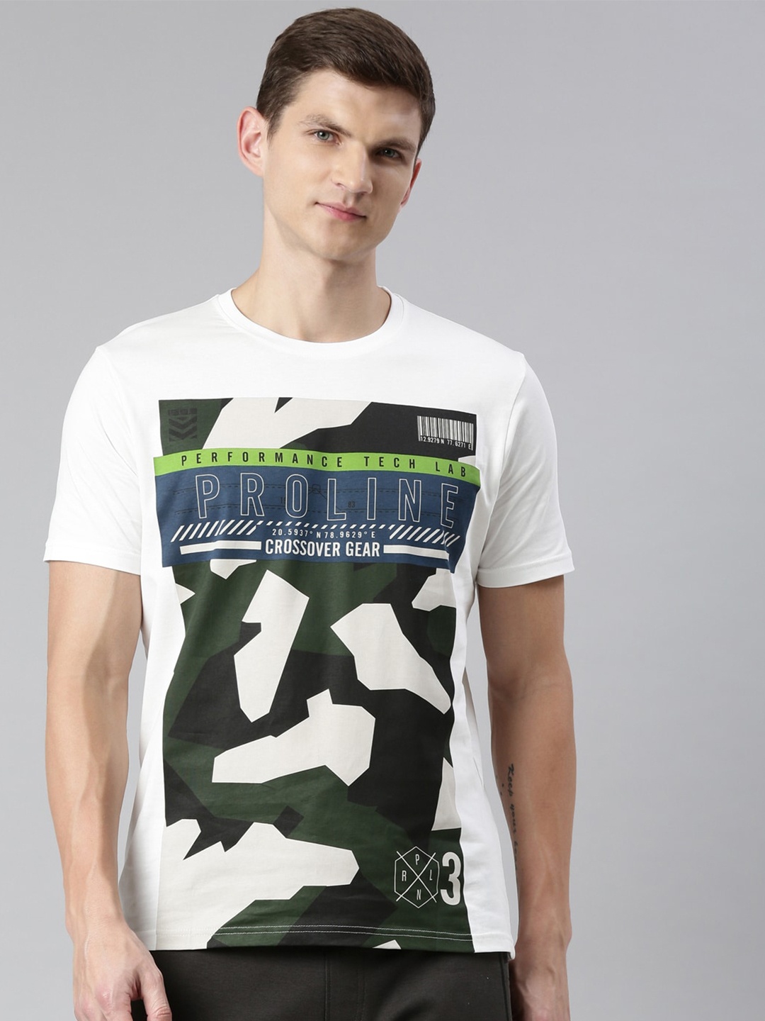 

Proline Graphic Printed Cotton T-shirt, White
