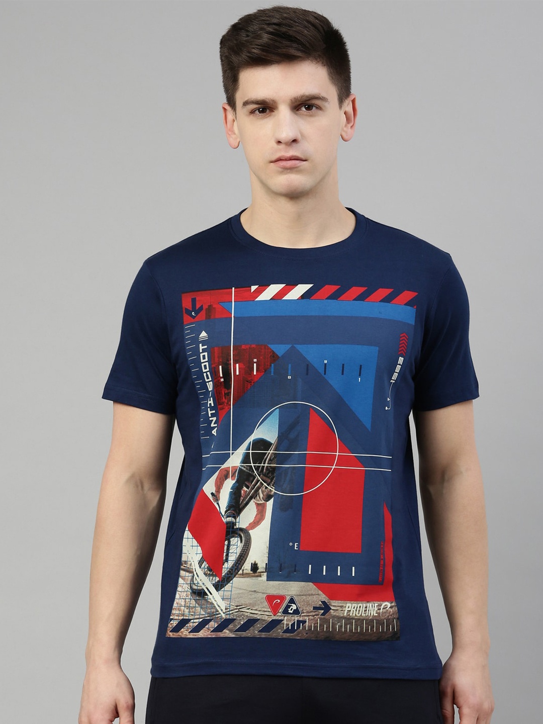 

Proline Graphic Printed Cotton T-shirt, Blue