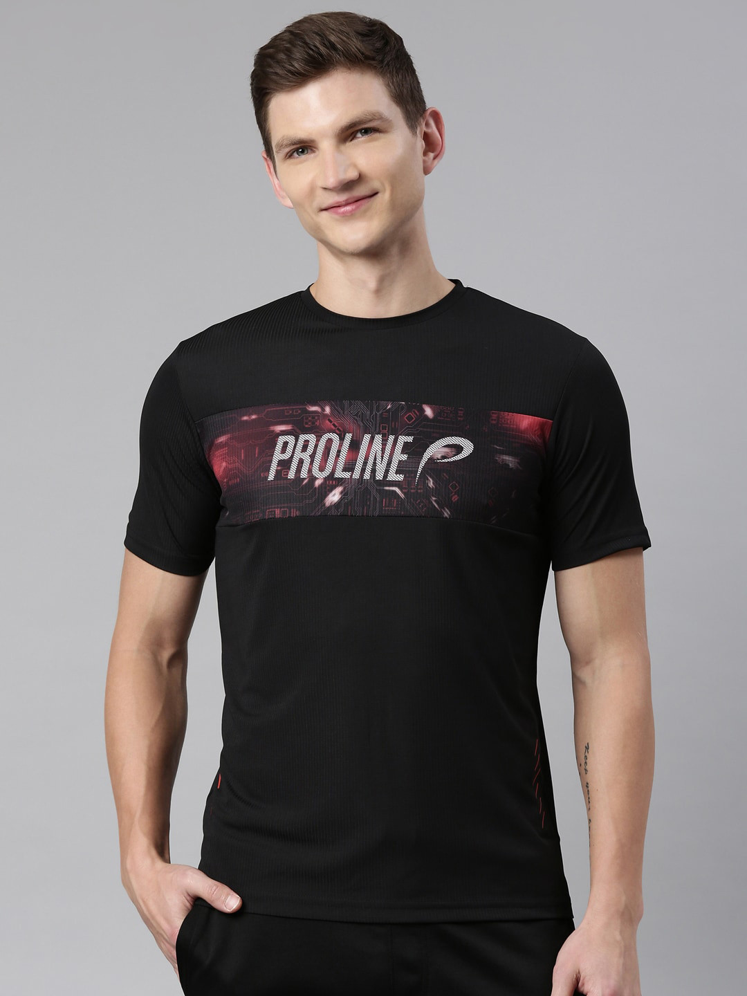 

Proline Typography Printed Sports T-shirt, Black