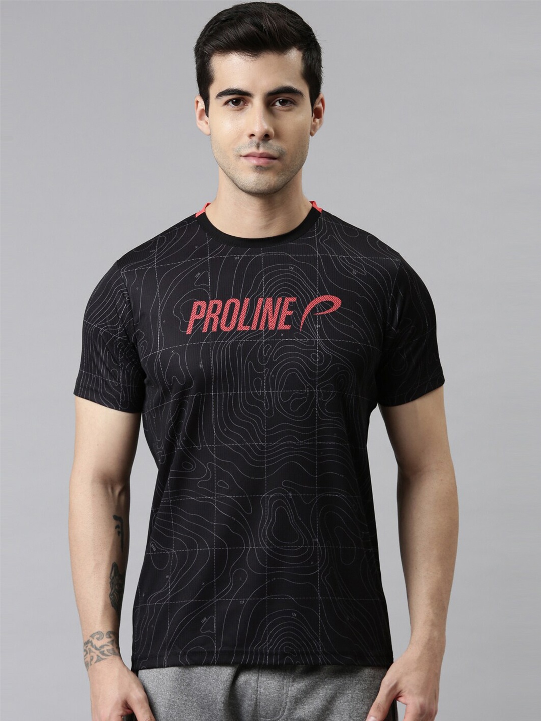 

Proline Abstract Printed Cotton T-shirt, Black