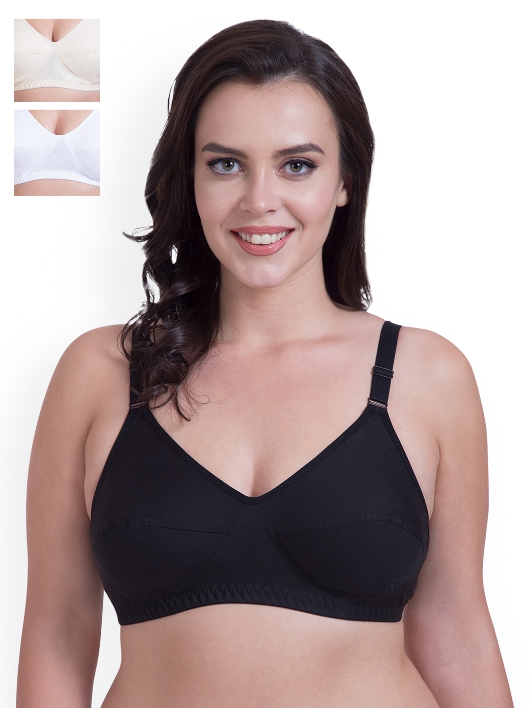 

Rajnie Pack of 3 Full-Coverage Bras RJ660-3PC-SK-BL-WH, Beige
