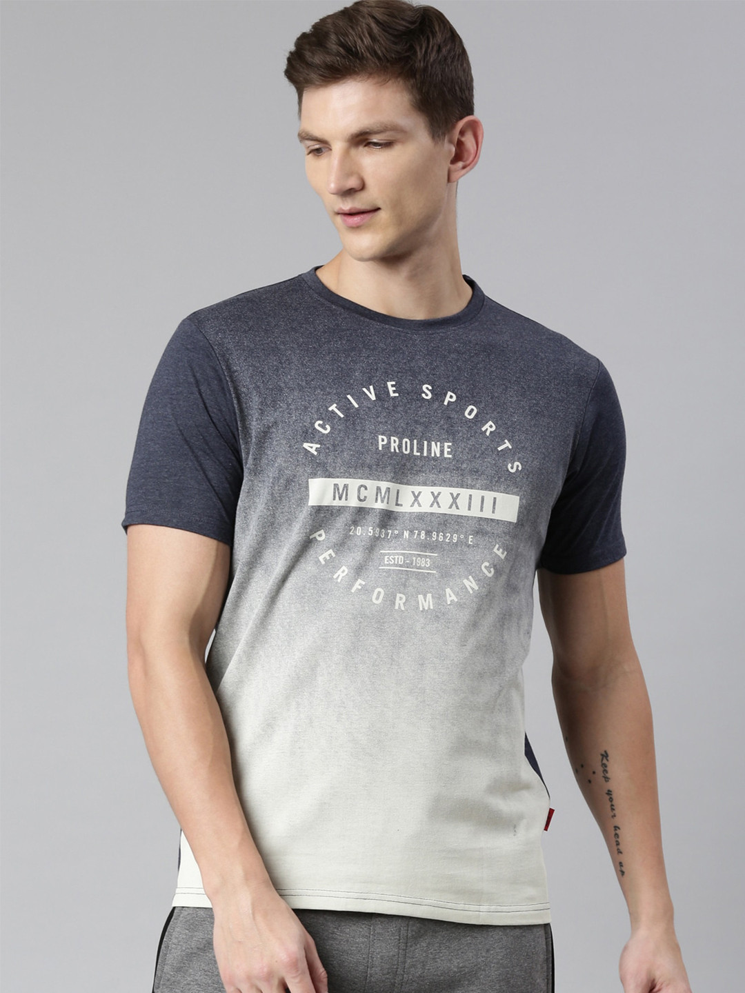 

Proline Typography Printed Cotton Sports T-shirt, Blue