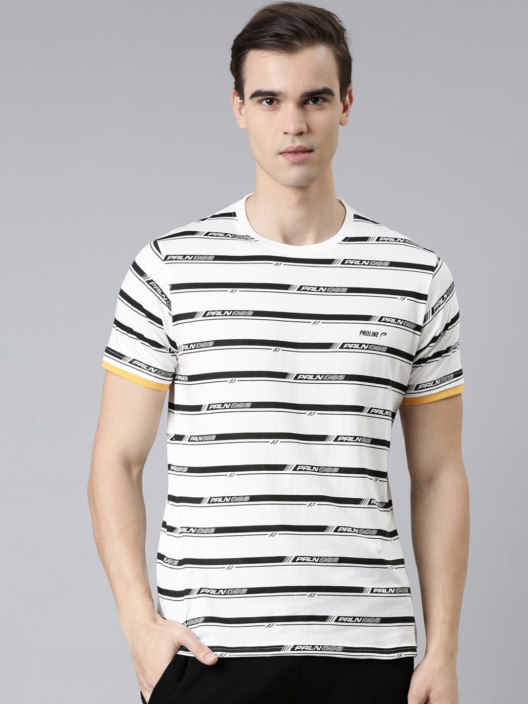 

Proline Typography Printed Polo Collar Cotton T-Shirt, Off white