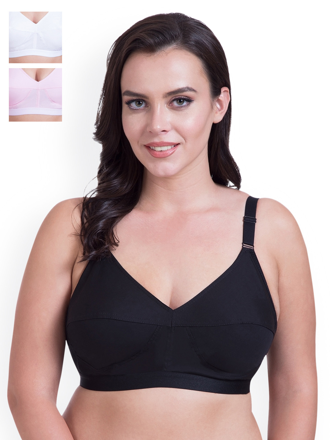 

Rajnie Pack of 3 Full Coverage Bras RJ664-3PC-BL-PK-WH, Black