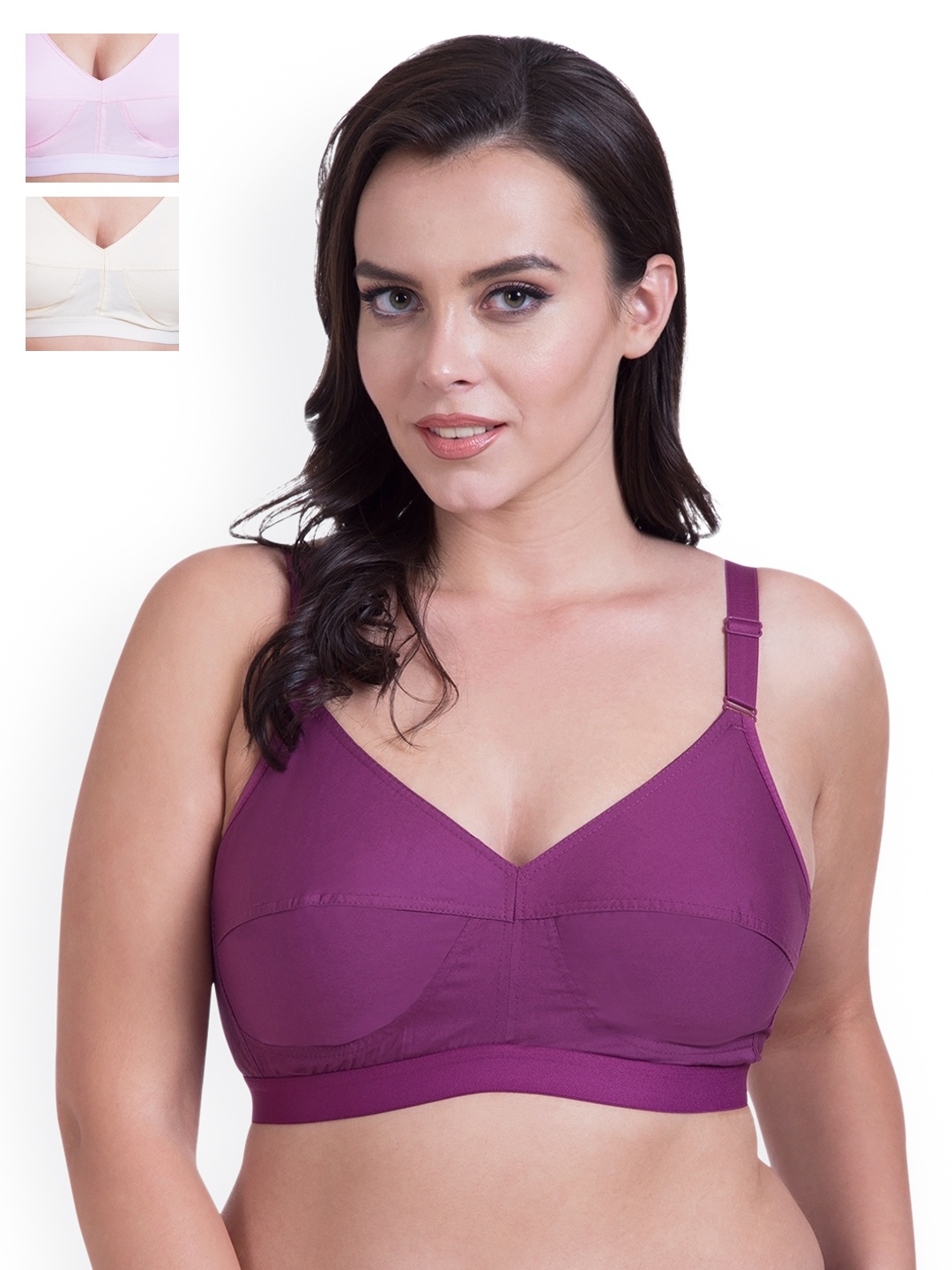 

Rajnie Pack of 3 Full Coverage Bras RJ664-3PC-MG-PK-SK, Magenta