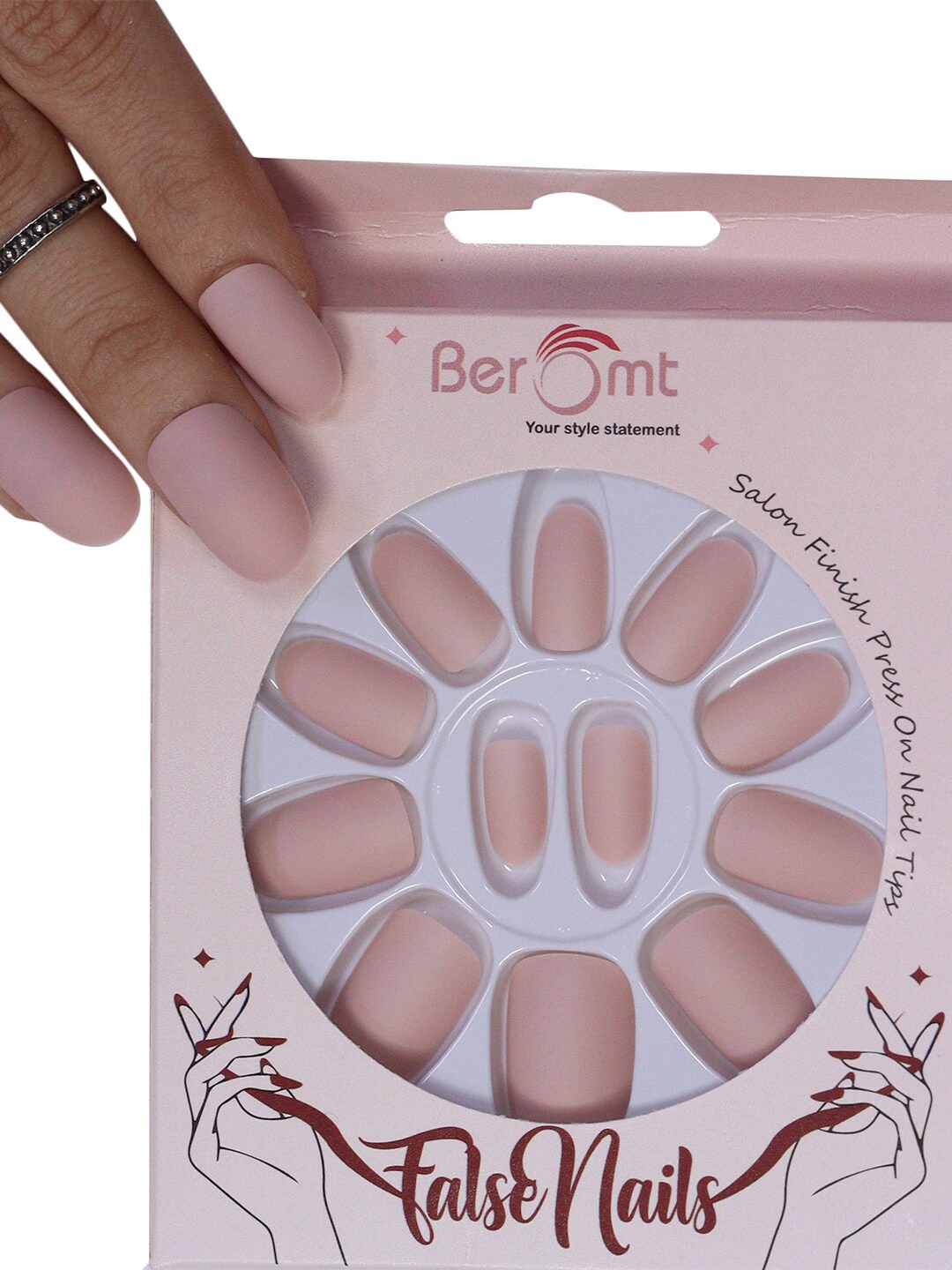 

BEROMT 12Pcs Premium Matte Salon Finish Lightweight Press on False Nails Kit - Shade 430, Nude