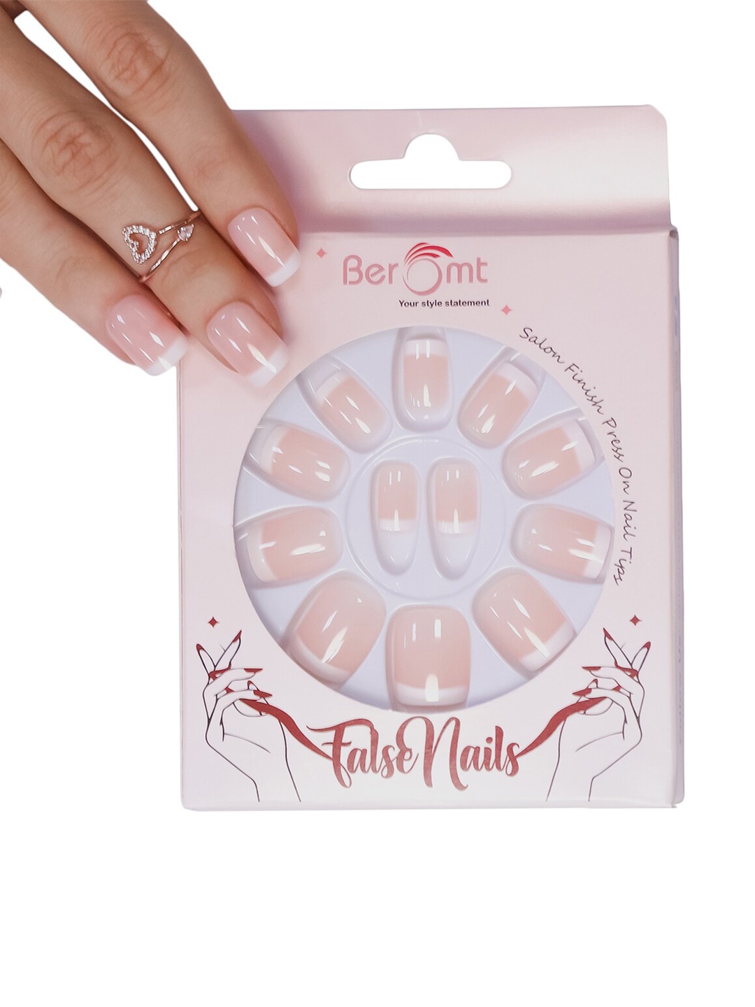

BEROMT Long Lasting French Tips False Nails Kit, Transparent