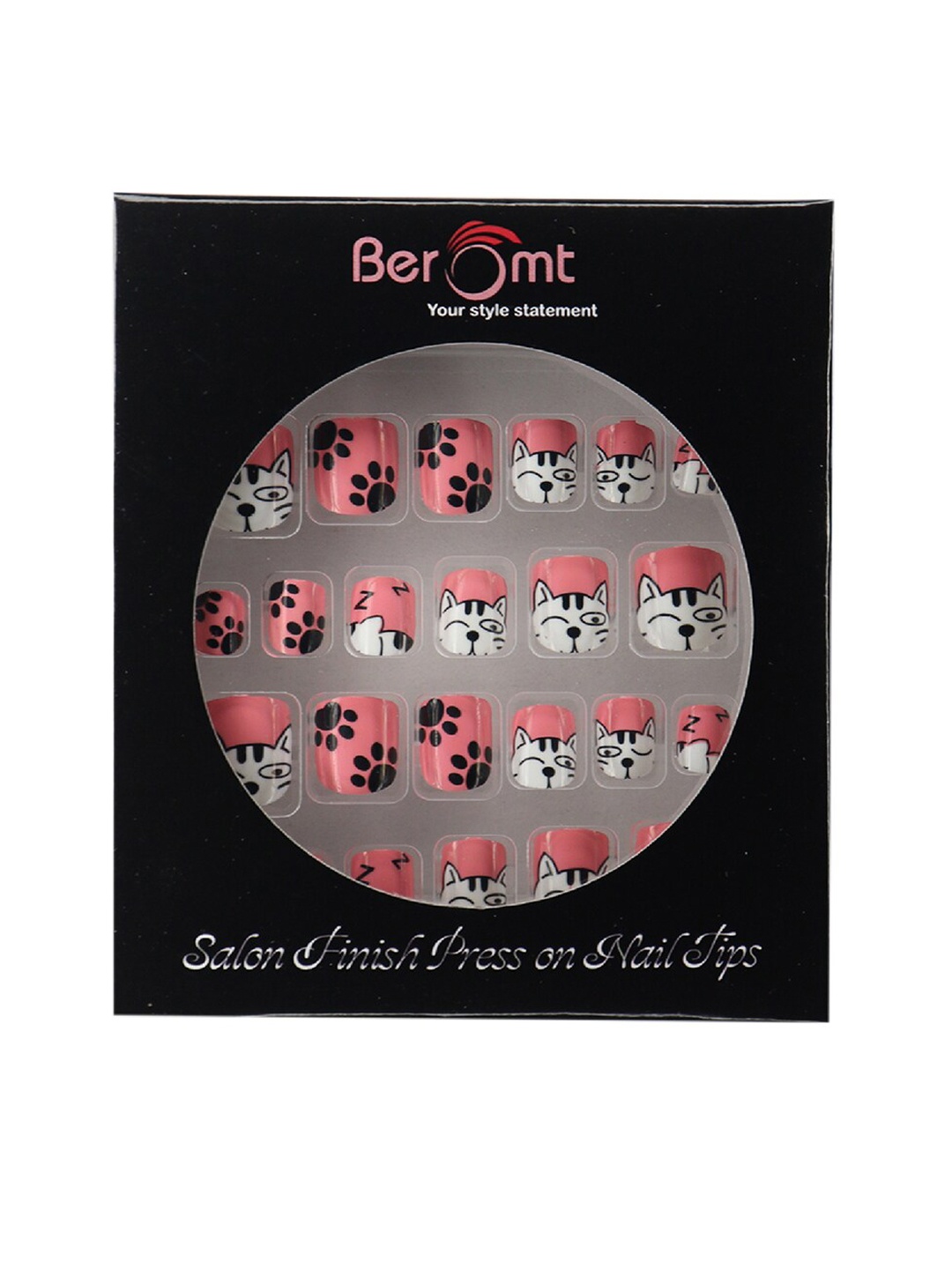 

BEROMT Long Lasting French Tips False Nails Kit, Pink