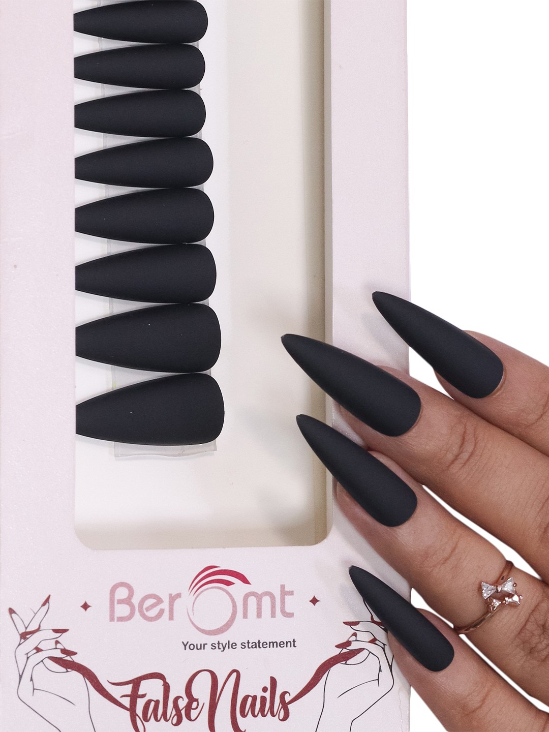 

BEROMT Long Lasting Premium Matte False Nails Kit, Black