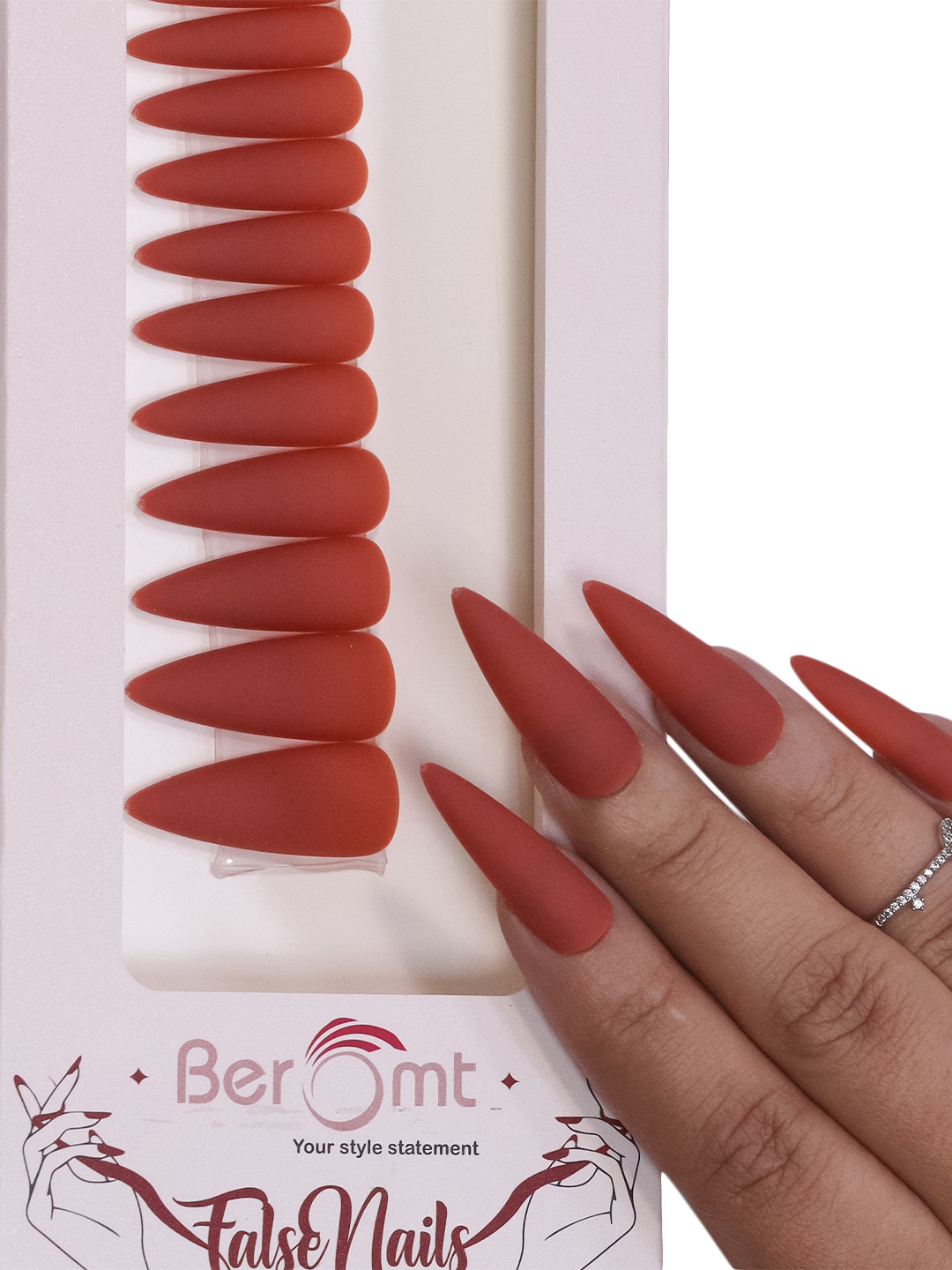 

BEROMT Premium Matte False Nails With Kit - Red 569