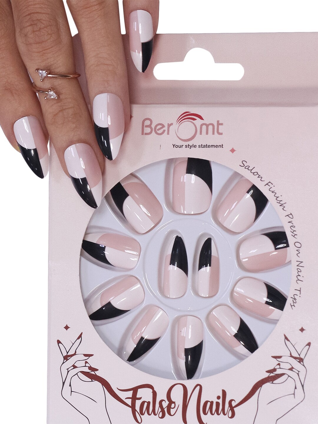 

BEROMT French Tips False Nails With Kit - Multicolor 274, White
