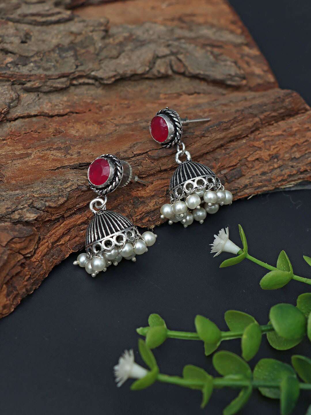 

Ozanoo Silver-Plated Classic Jhumkas Earrings