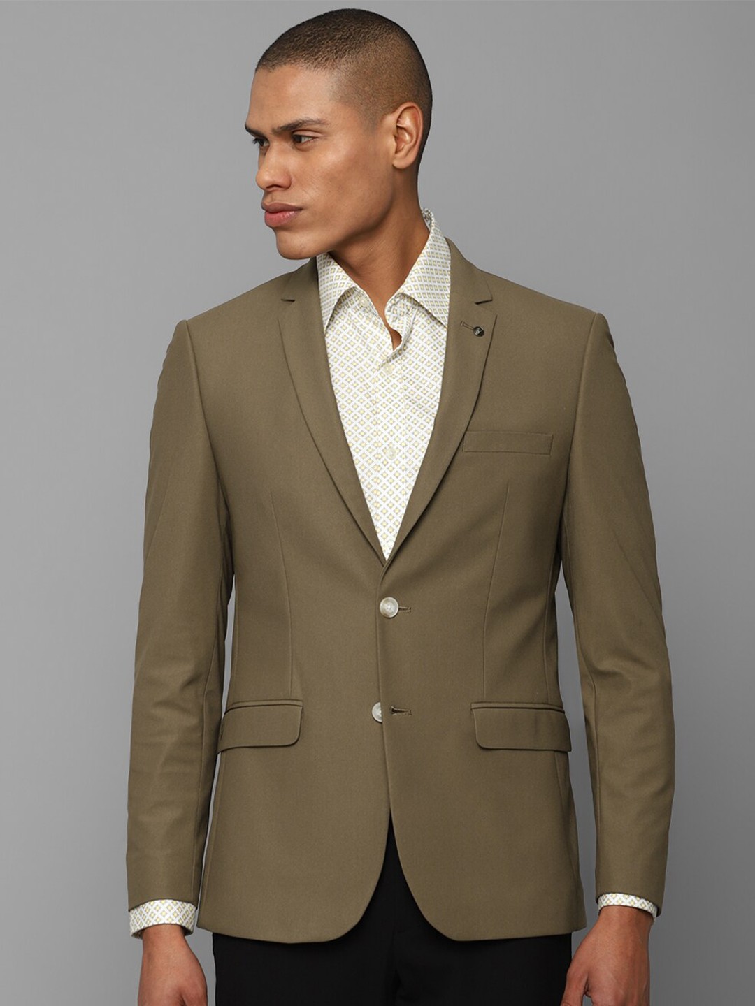 

Allen Solly Slim-Fit Single Breasted Formal Blazer, Olive