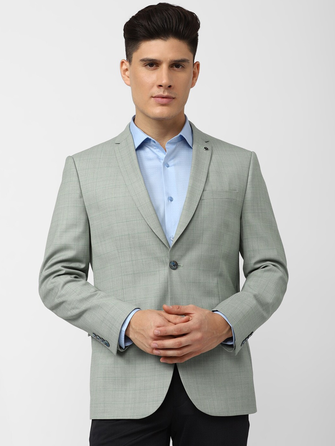 

Van Heusen Checked Slim-Fit Single Breasted Formal Blazer, Olive