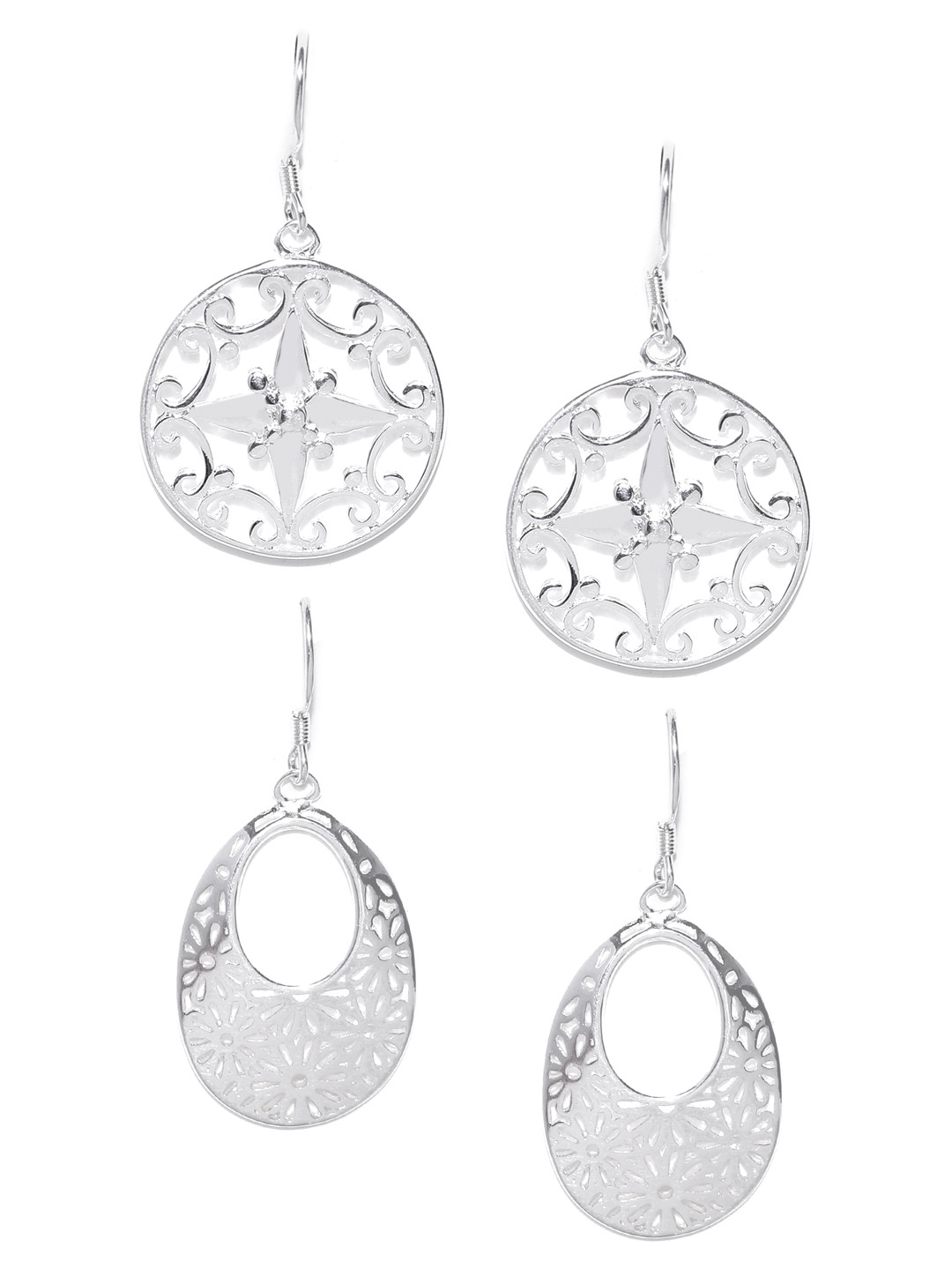 

Golden Peacock Set of 2 Silver-Plated Contemporary Drop Earrings