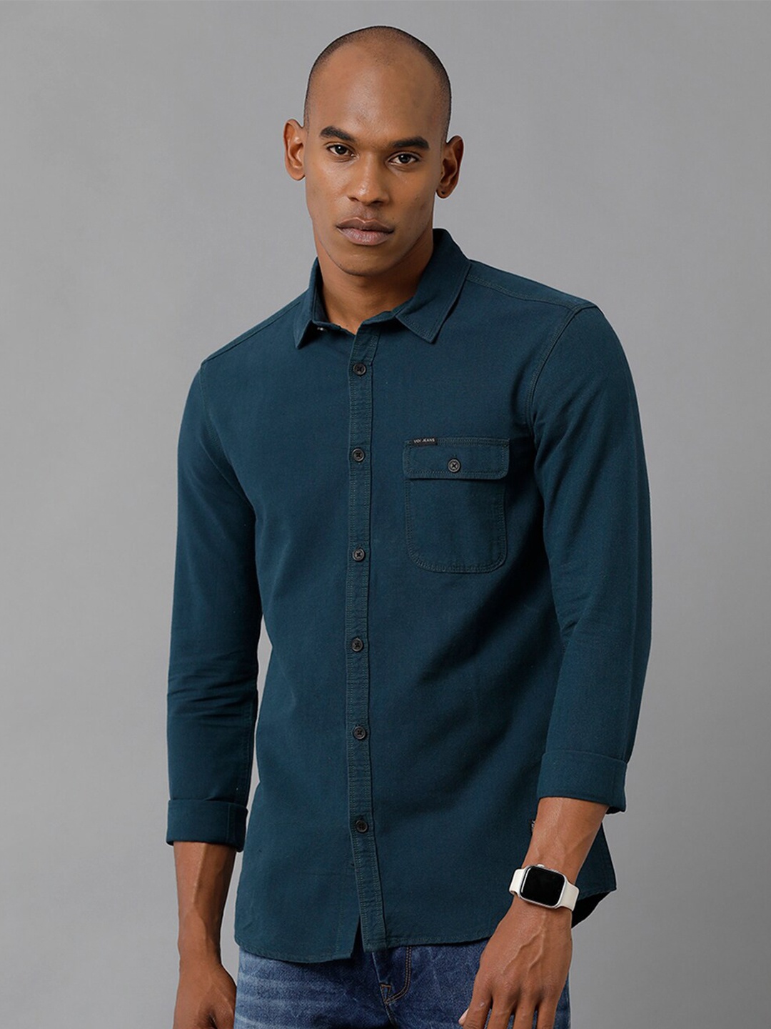 

Voi Jeans Slim Fit Pure Cotton Casual Shirt, Blue