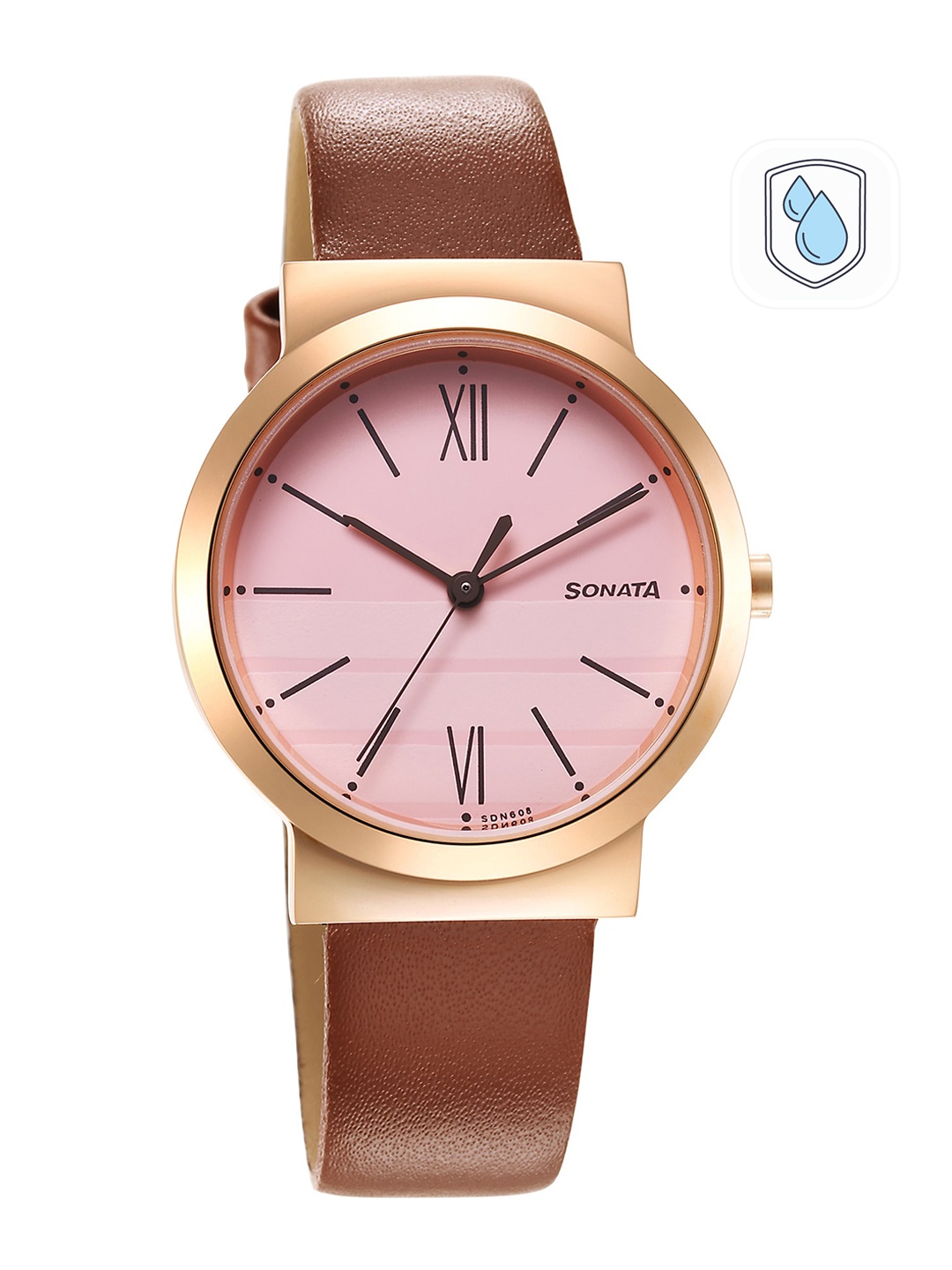 

Sonata Women Essential Leather Straps Analogue Watch 87044WL01, Brown
