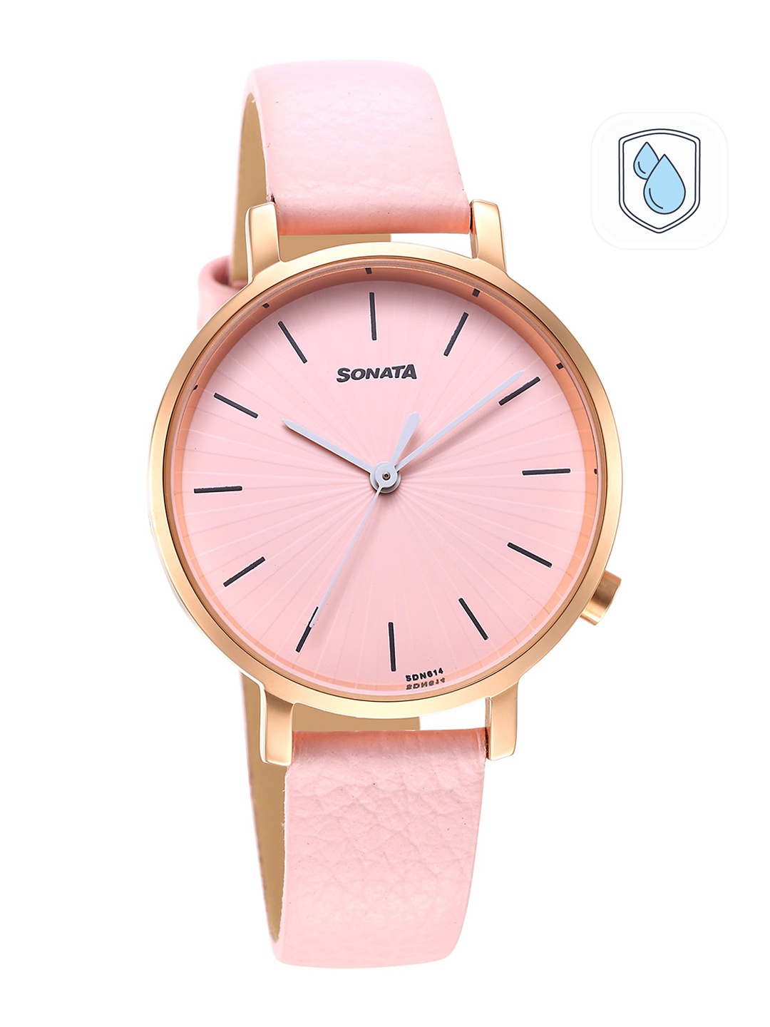 

Sonata Women Essential Leather Straps Analogue Watch 87045WL01, Pink