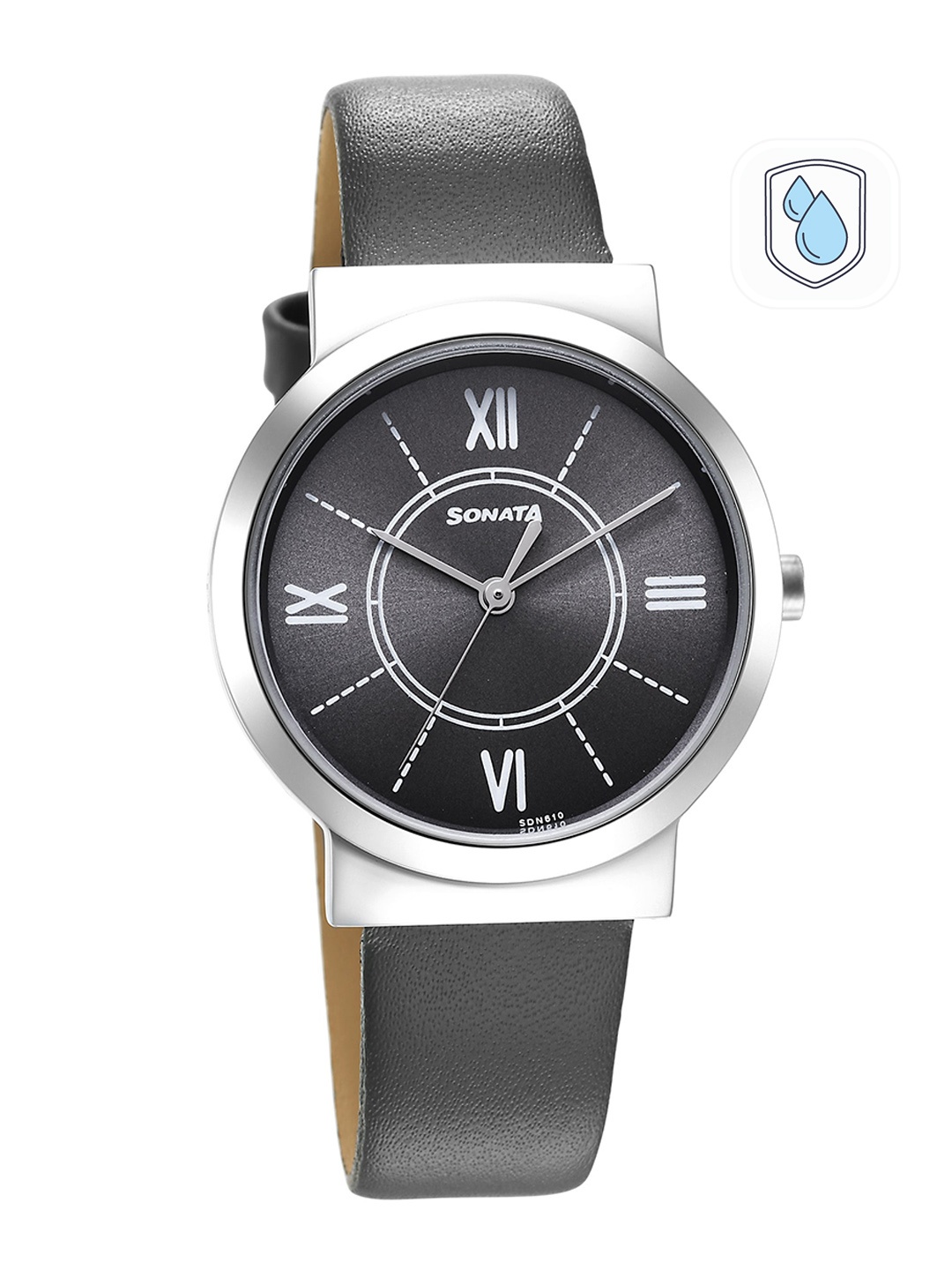 

Sonata Women Essential Brass Dial Leather Straps Analogue Watch 87044SL01, Grey