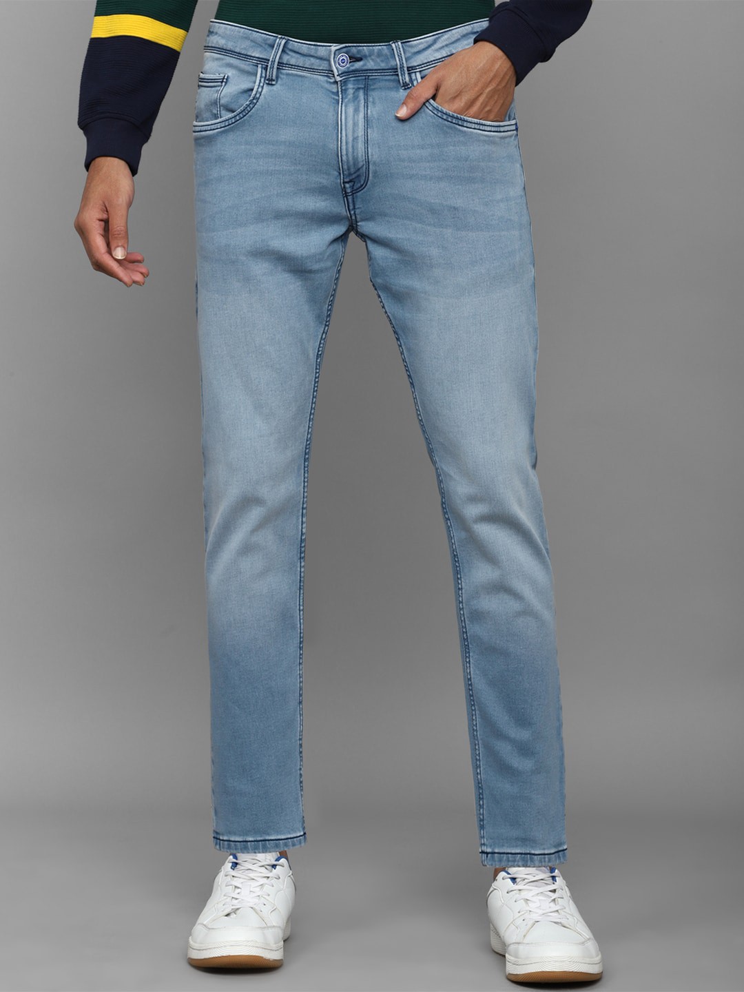 

Allen Solly Men Slim Fit Mid-Rise Clean Look Light Fade Jeans, Blue