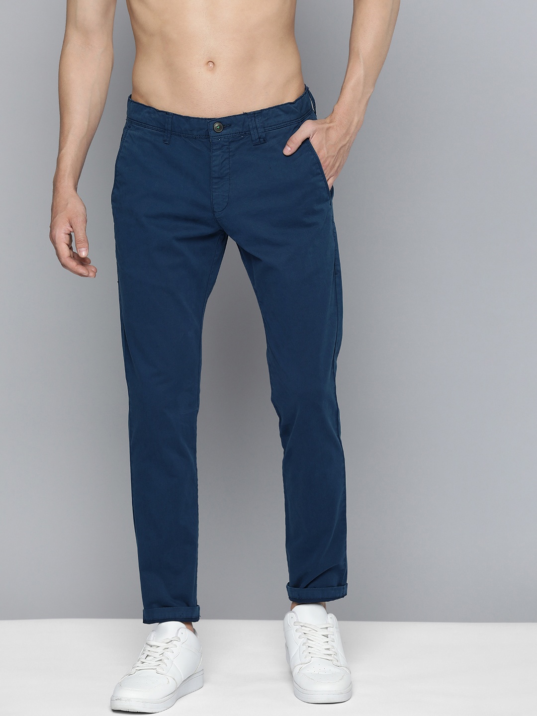 

HERE&NOW Slim Fit Chinos Trousers, Navy blue