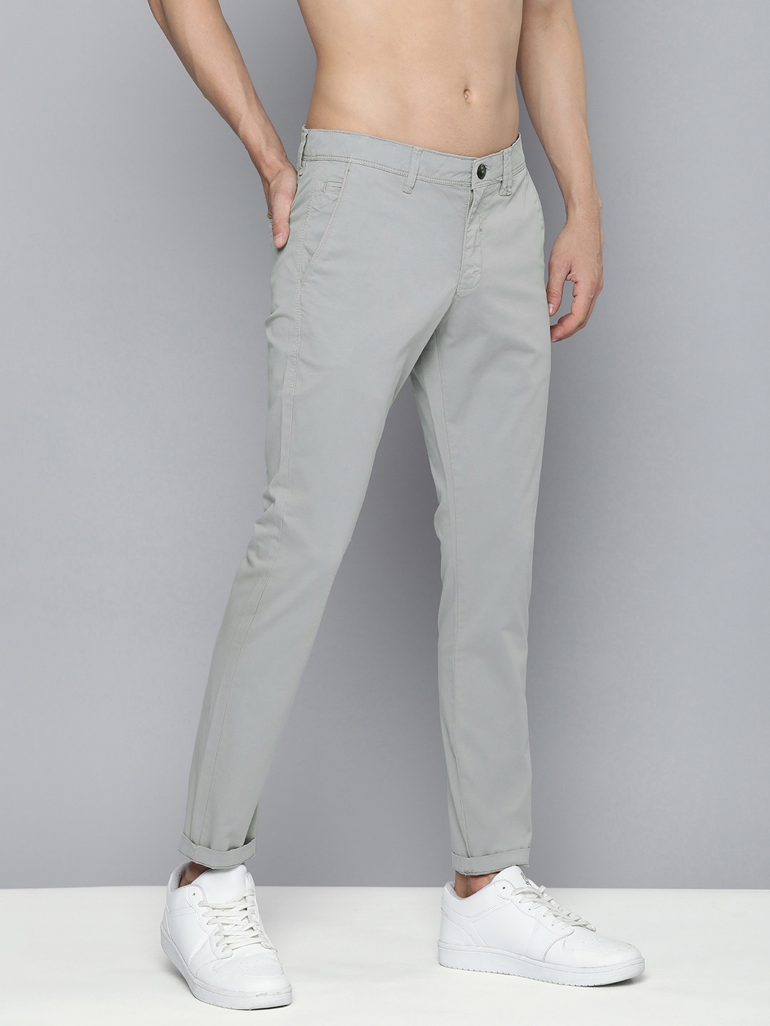 

HERE&NOW Slim Fit Chinos Trousers, Grey