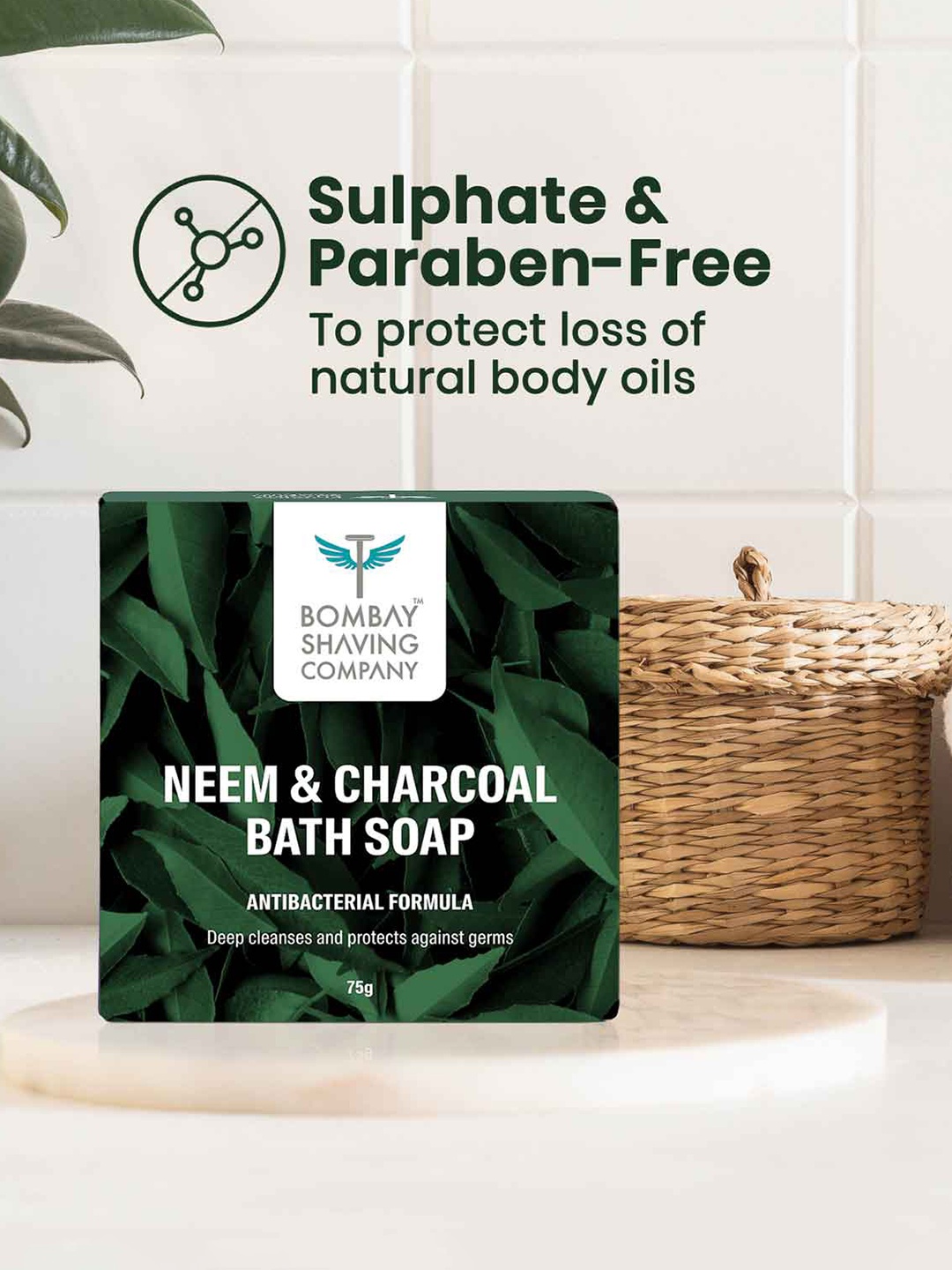 

Bombay Shaving Company Men Set Of 3 Neem & Charcoal Bath Soaps - 75 gm Each, Black