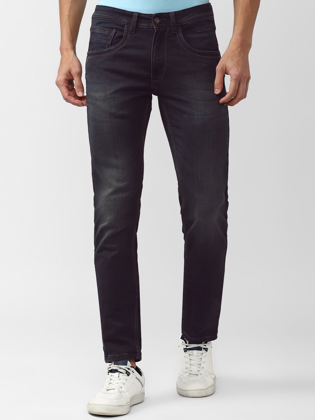 

VAN HEUSEN DENIM LABS Men Skinny Fit Light Fade Mid-Rise Jeans, Navy blue