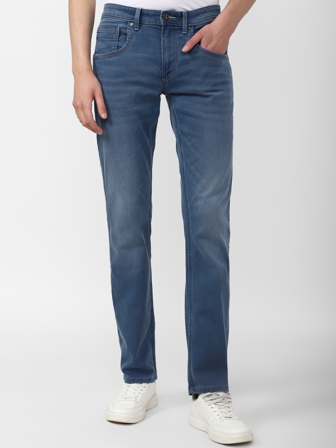 

VAN HEUSEN DENIM LABS Men Slim Fit Light Fade Mid-Rise Stretchable Jeans, Blue