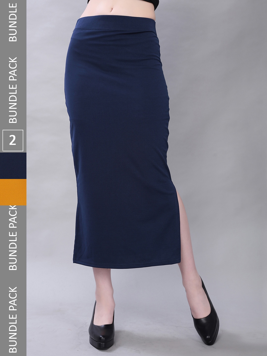 

Selvia Pack Of 2 Microfiber Saree Shapewears, Navy blue
