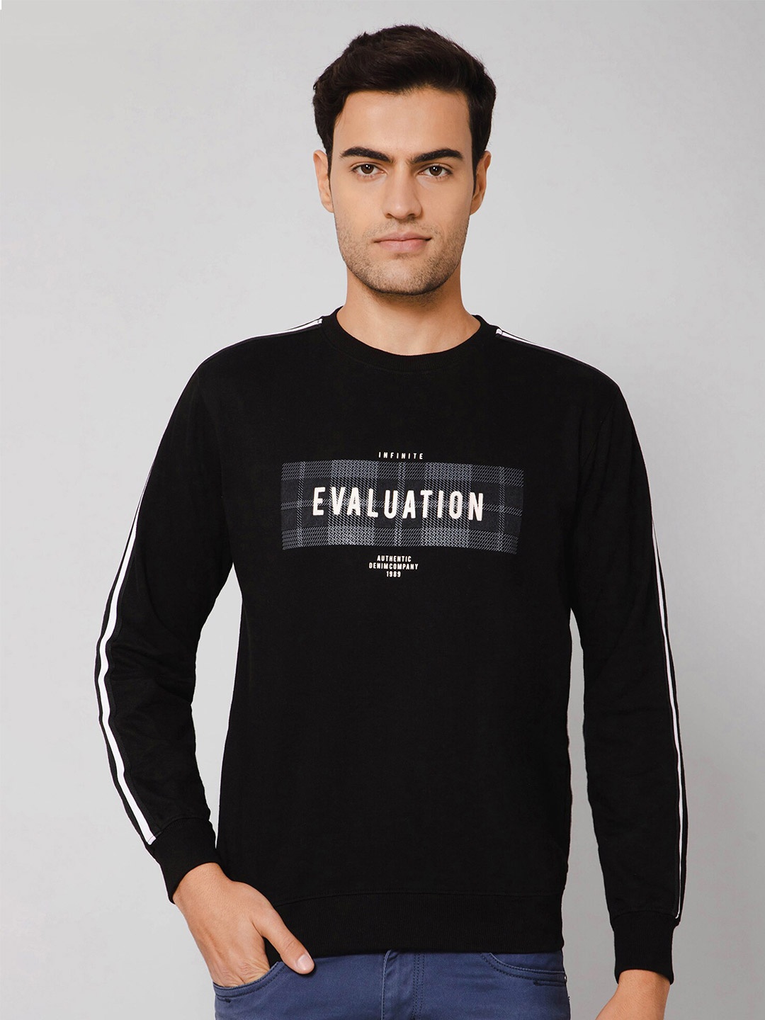 

Cantabil Men Typography Printed Cotton T-shirt, Black
