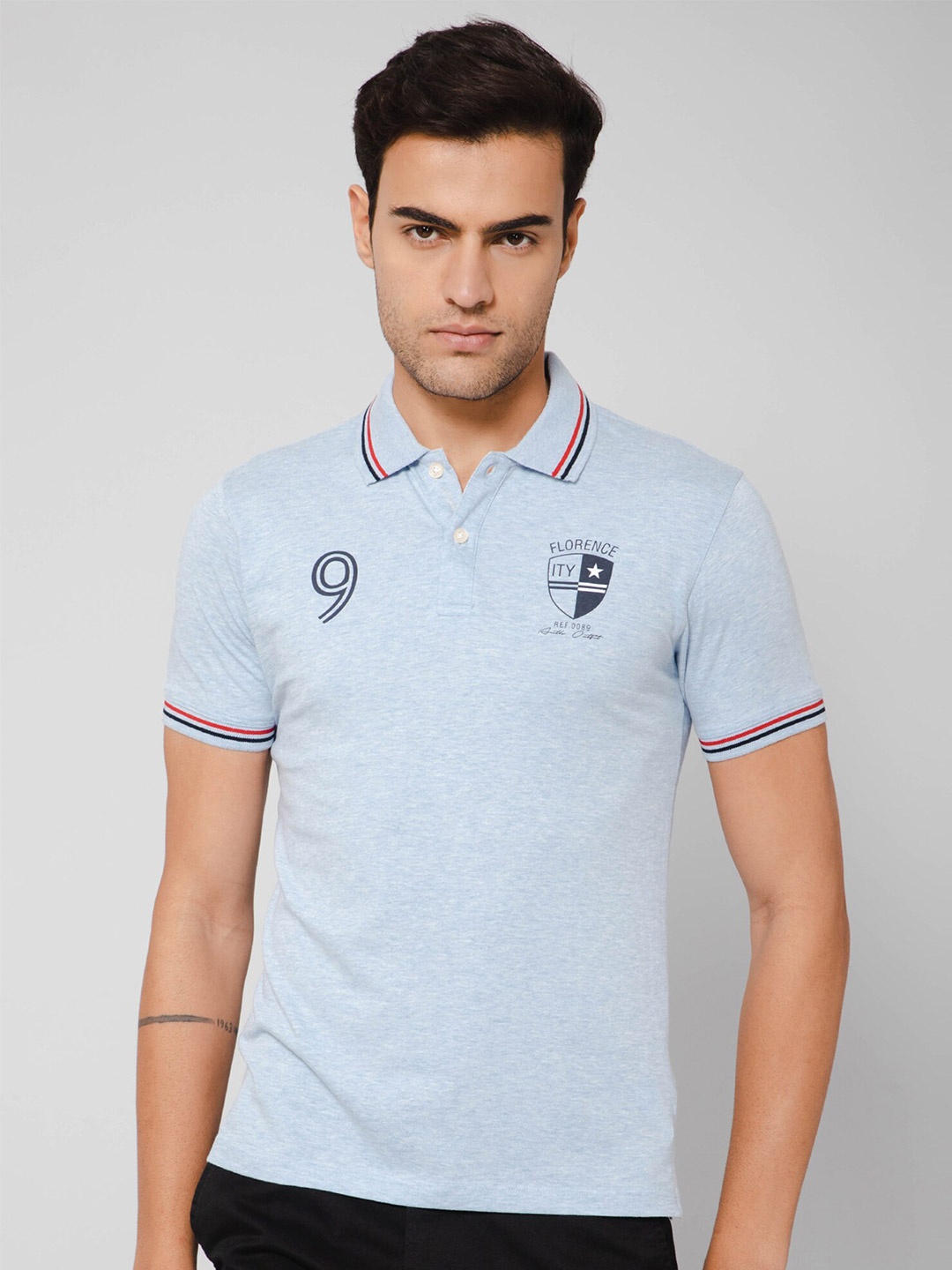 

Cantabil Men Polo Collar Regular Fit Cotton T-shirt, Blue