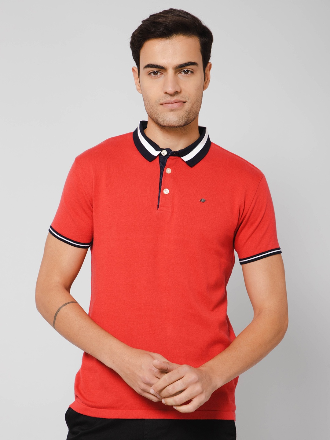 

Cantabil Polo Collar Cotton Slim Fit T-shirt, Red