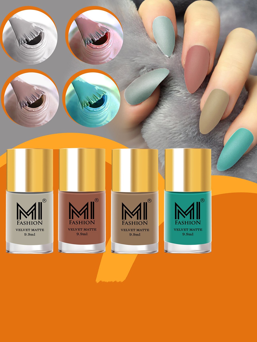 

MI FASHION Set of 4 Velvet Matte Long Lasting Nail Polish - 9.9 ml Each, Nude