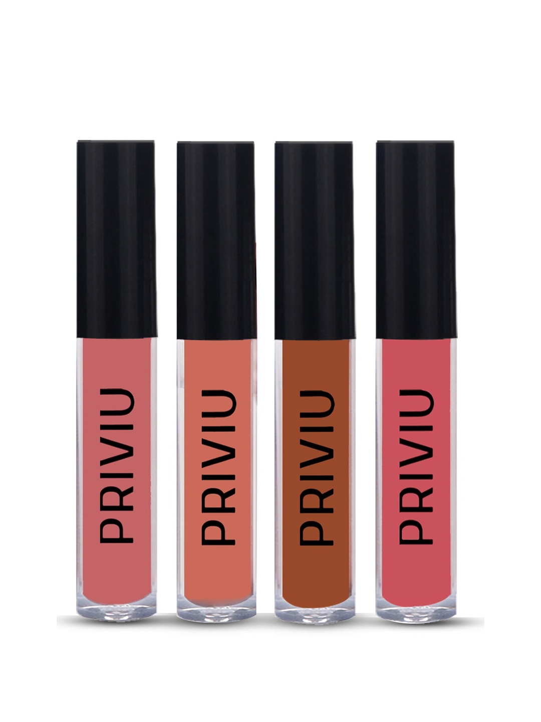 

PRIVIU Set Of 4 Hydra Matte Smudge-Proof Liquid Lipsticks - 4 ml Each, Multi