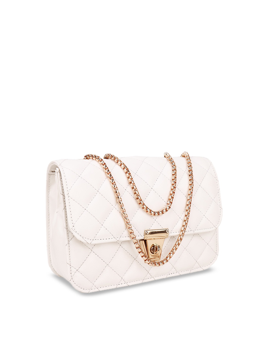 

SHINING STAR PU Water Resistant Structured Sling Bag With Quilted, White