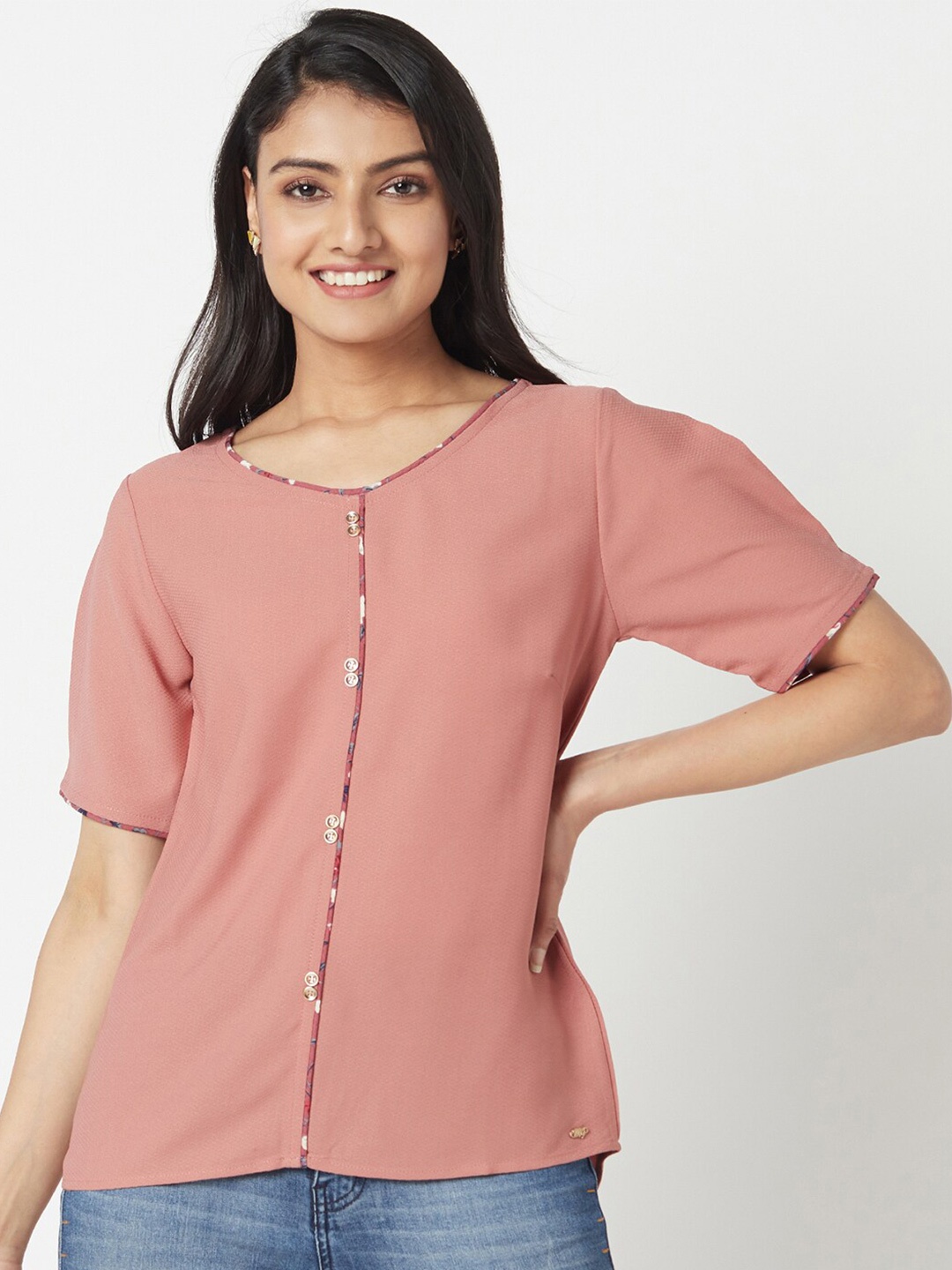 

Miss Grace Round Neck Top, Pink